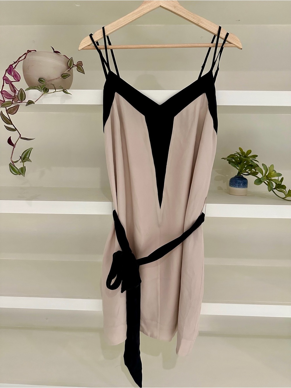 Banana Republic Beige and Black Contrast Slip Dress